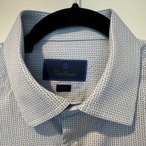 David Donahue Dress Shirt 16 1/2 36/37  Blue and Black